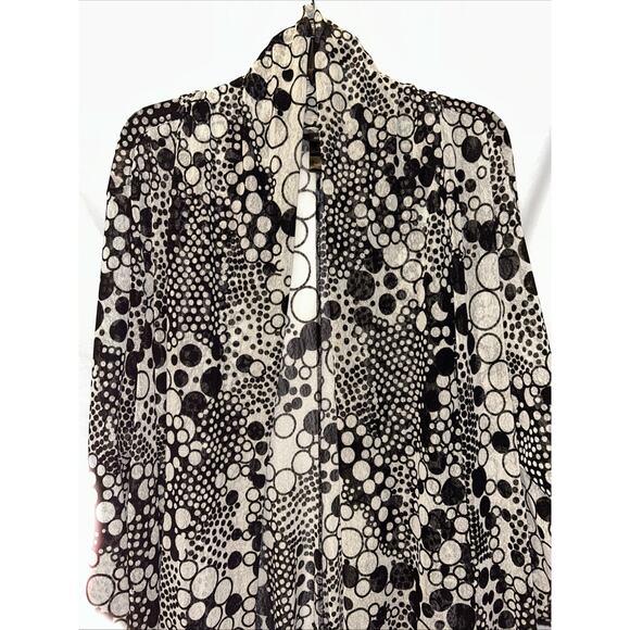 Ali Miles Cardigan Womens Plus 3X Black White Sheer Mesh Sweater Lightweight - Picture 2 of 13